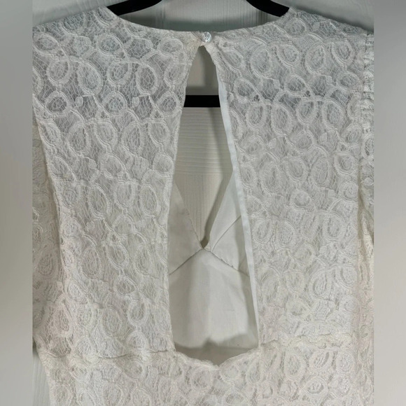 Walter Baker Cute Out Lace Mini Dress Puff Sleeve Summer Party Bridal Size 6 - Picture 10 of 13